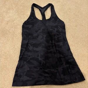 Lululemon razorback tank top - nulu fabric in deep coal camo black